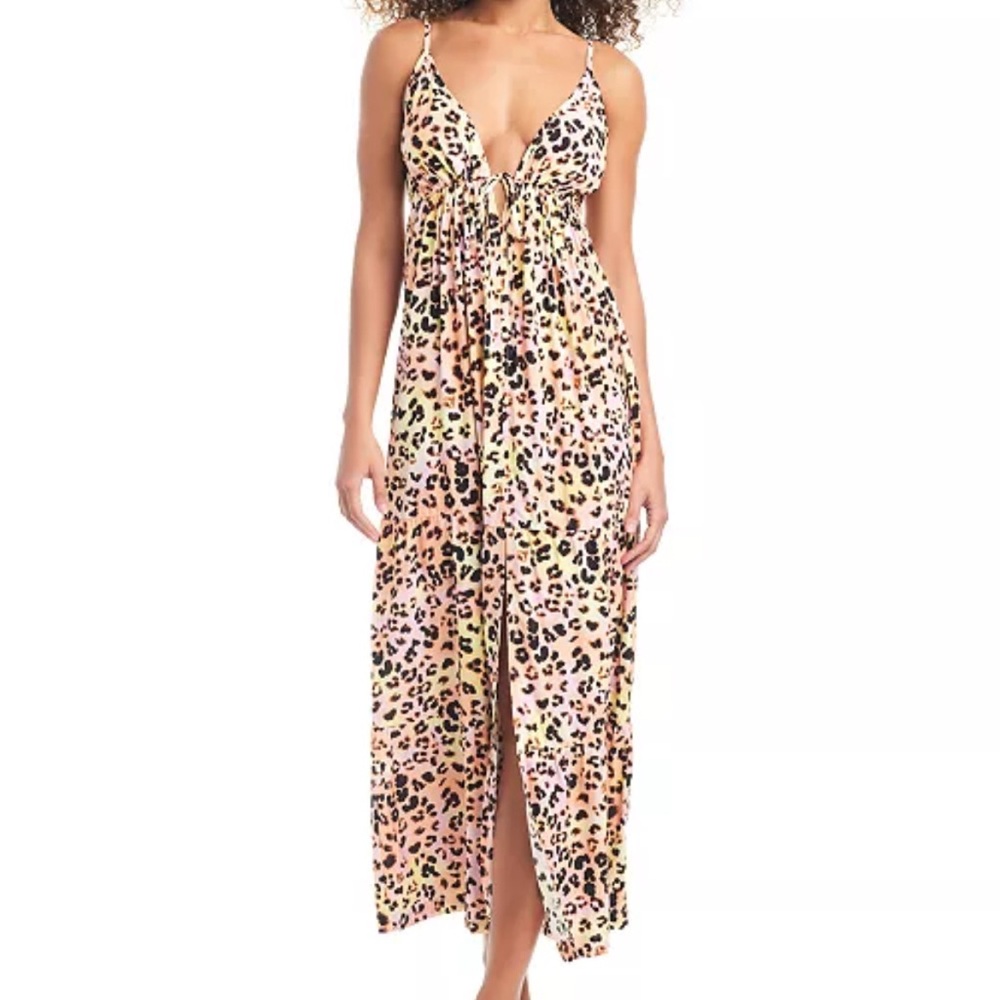 Bar III Leopard Print Maxi Dress Coverup - Size XL